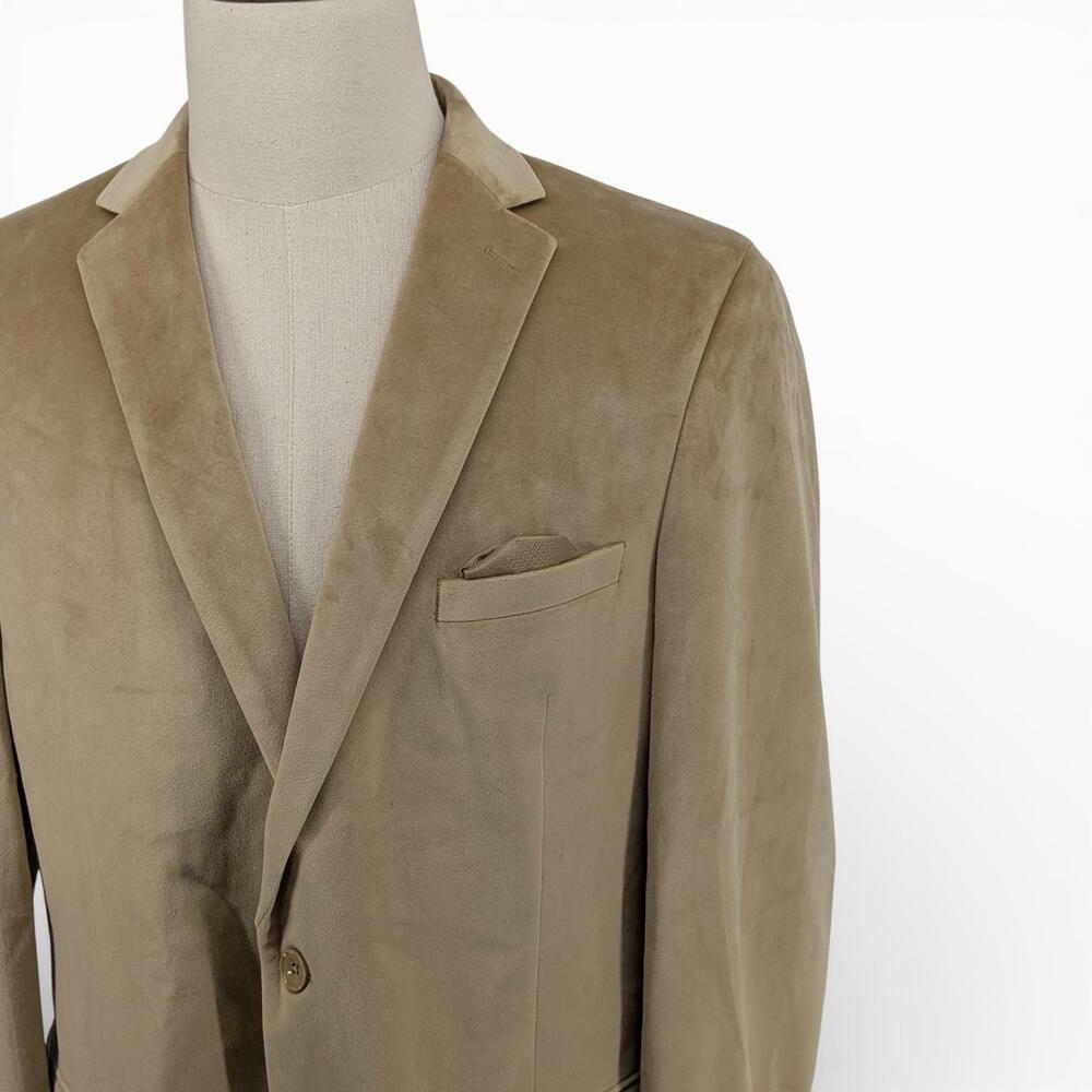 Alfani Men's Slim-Fit Solid Velvet Sport Coat Suit Blazer Jacket Tan 44 L